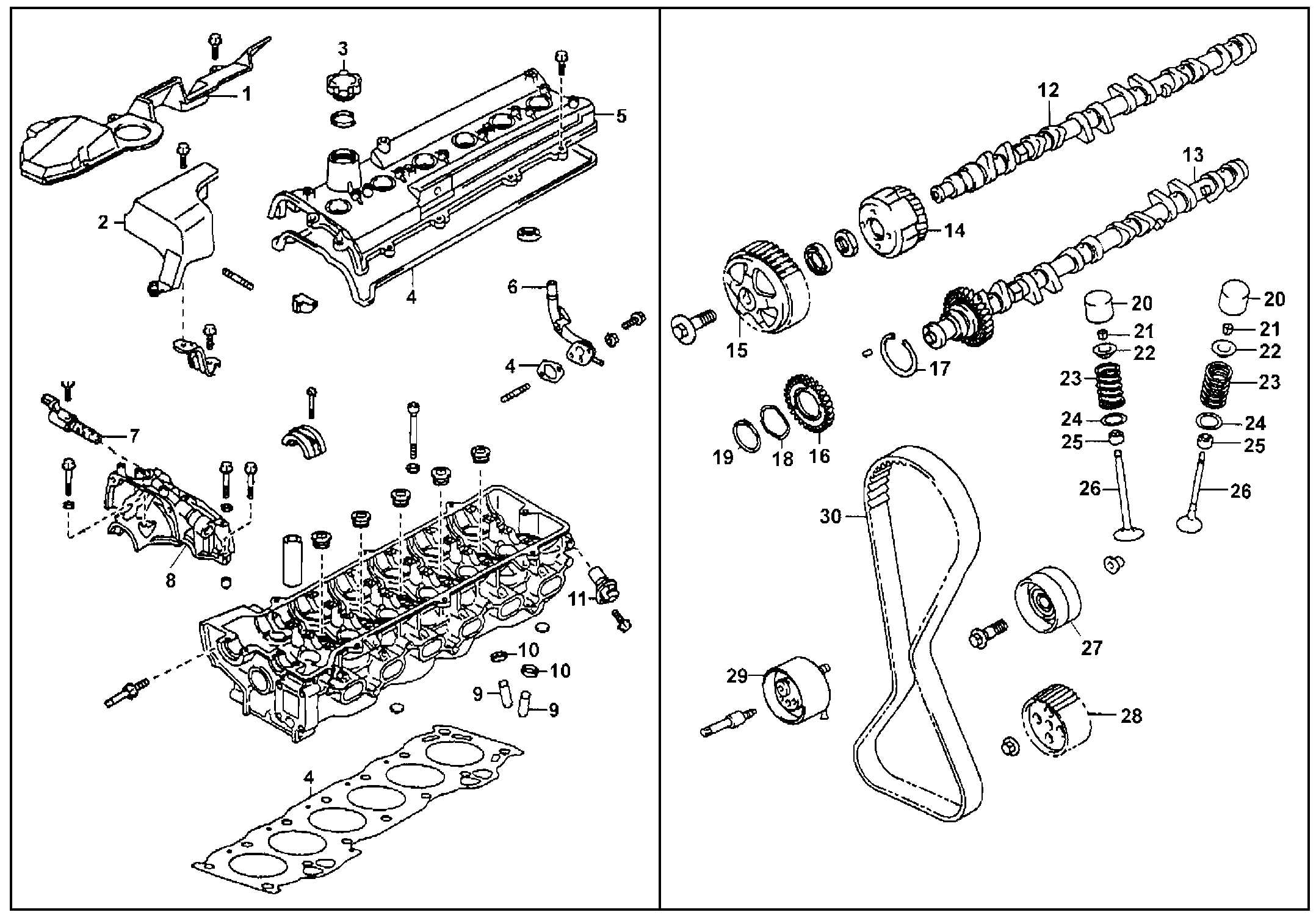 Разборка и сборка головки блока цилиндров (1G-FE, с 08.1998 г.)
