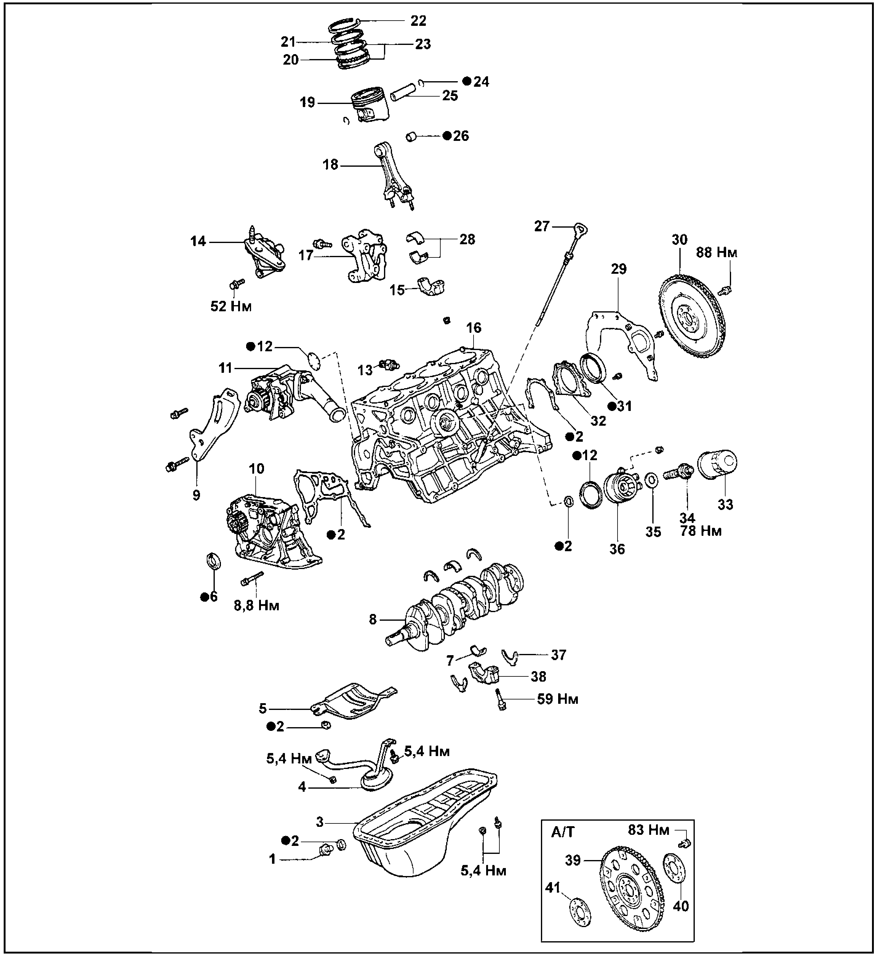 Разборка и сборка блока цилиндров (4S-FE)